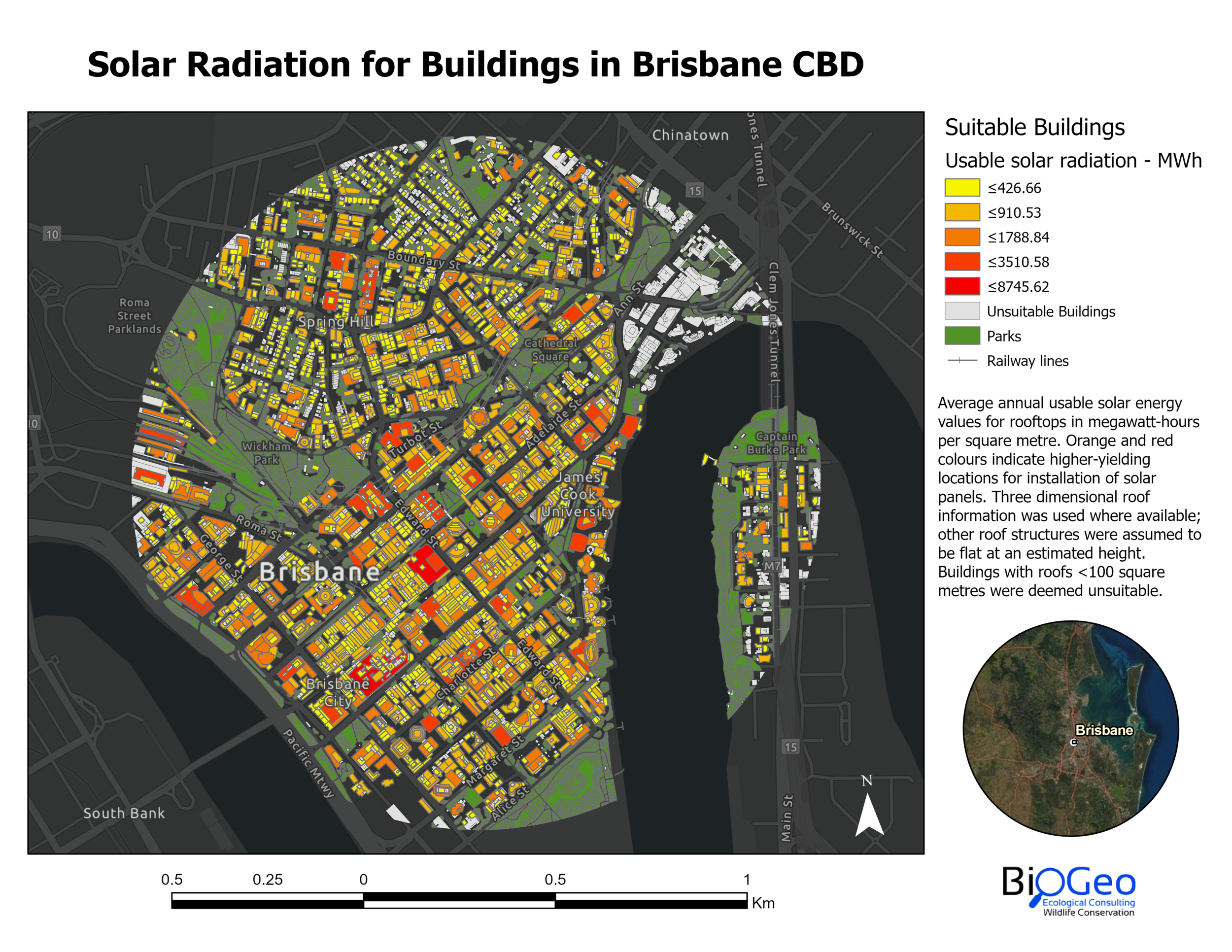 Usable Solar Radiation for Central Brisbane