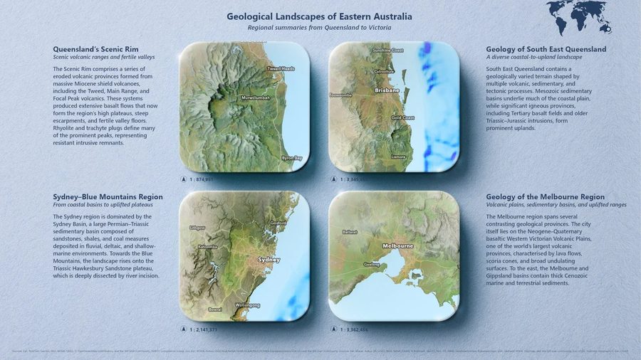Geology of eastern Australia as four blocks