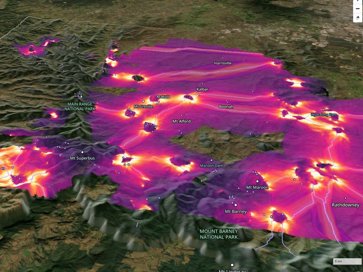 The Scenic Rim corridors in a 3D web map