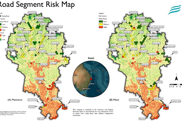 Road upgrade risk assessment map